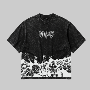 Gothic Skeleton Acid Wash T-Shirt