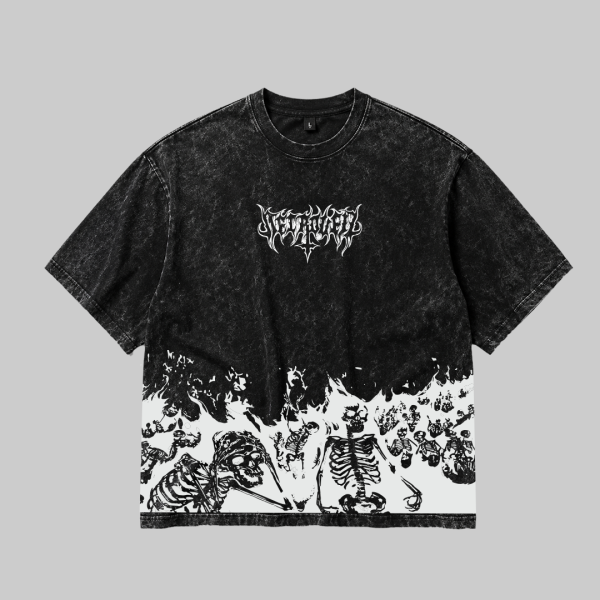 Gothic Skeleton Acid Wash T-Shirt
